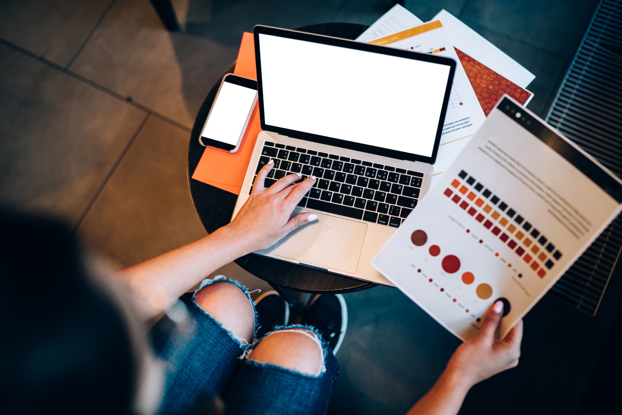 Graphic designer working on project